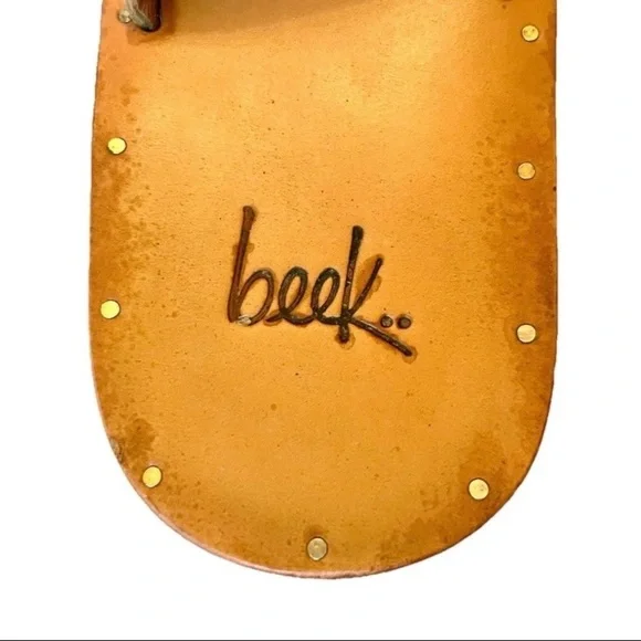 Beek Gold Leather Sandals Size 9 | Handmade Slide Sandals - Picture 10 of 11